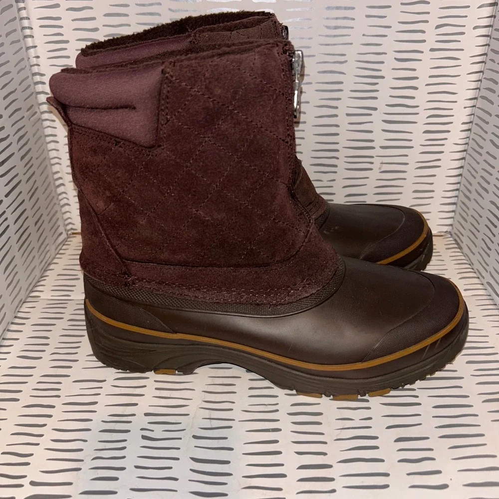 Bass Cordova Women Brown Quilted Suede Waterproof‎ Winter Duck Boots Size 7